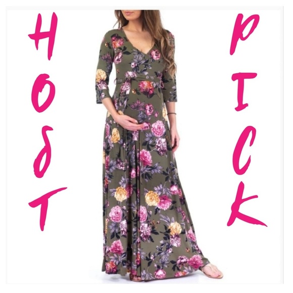 Mother Bee Maternity Dresses & Skirts - Maternity Faux Wrap Maxi Dress. PLEASE READ INFO!